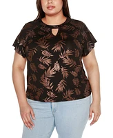 Belldini Plus Foil-Printed Keyhole Top