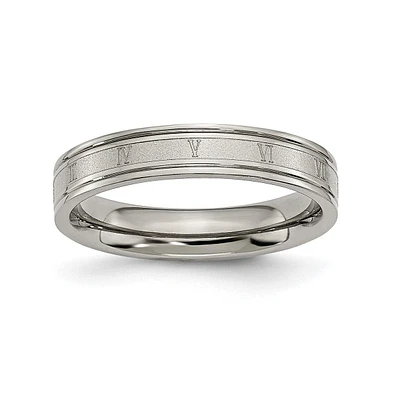 Chisel Titanium Brushed Center Roman Numerals Wedding Band Ring