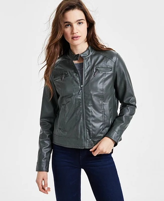 Jou Juniors' Faux-Fur-Lined Moto Jacket, Created for Macy's