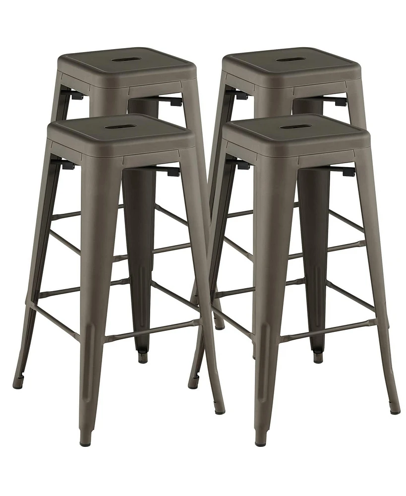 Sugift 30 Inch Bar Stools Set of 4 with Square Seat and Handling Hole