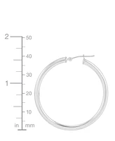 Polished Thin Tube Hoop Earrings (3mm) 14k Gold (40mm)