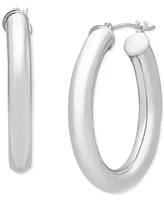 Polished Tube Hoop Earrings 14k Gold (25mm)