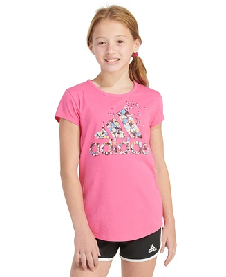 adidas Big Girls Short-Sleeve Cotton Essential Logo Graphic T-Shirt