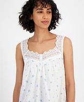 Charter Club Women's Cotton Floral Lace-Trim Chemise, Created for Macy's