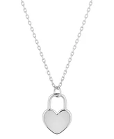 Giani Bernini Polished Heart Padlock Pendant Necklace, 16" + 2" extender, Created for Macy's