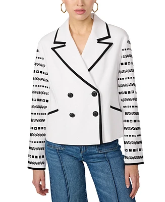 Karl Lagerfeld Paris Women's Studded-Sleeve Jacket