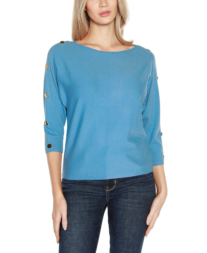 Belldini Women's Rivet-Trim Dolman-Sleeve Sweater