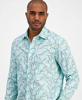Club Room Men's Novo Regular-Fit Stretch Leaf-Print Button-Down Shirt, Created for Macy's