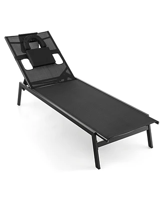 Sugift Patio Sunbathing Lounge Chair 5-Position Adjustable Tanning Chair