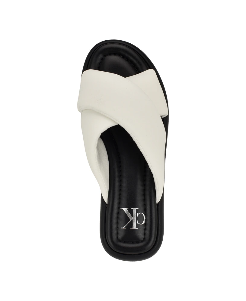 Calvin Klein Women's Evey Criss-Cross Slip-On Sandals