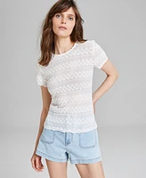 And Now This Women's Short-Sleeves Lace Top, Created for Macy's