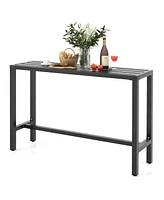 Inolait 55 Inch Outdoor Bar Table with Waterproof Top and Heavy-duty Metal Frame