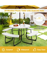 Sugift 8-Person Outdoor Picnic Table and Bench Set with Umbrella Hole