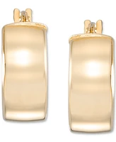 High Polished Wide Chunky Small Huggie Hoop Earrings in 14k Gold