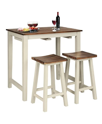 Sugift Counter Height Pub Table with 2 Saddle Bar Stools