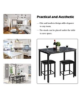 Sugift 3 Pieces Dining Table Set with Faux Marble Tabletop and 2 Chairs