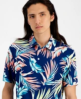 Club Room Men's Summer Leaf Regular-Fit Tropical-Print Performance Tech Polo Shirt, Created for Macy's