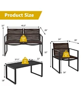Sugift 4 Pieces Patio Furniture Conversation Set with Sofa Loveseat