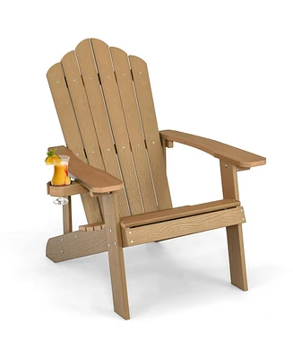 Sugift Weather Resistant Hips Outdoor Adirondack Chair with Cup Holder