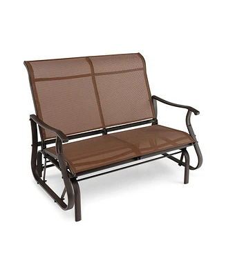 Sugift 2-Person Patio Glider Bench with High Back and Curved Armrests