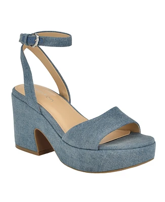 Calvin Klein Women's Summer Block Heel Platform Sandals - Blue Denim