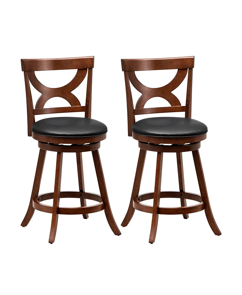 Sugift Swivel Bar Stools Set of 2 with Soft Cushion and Elegant Hollow Backrest