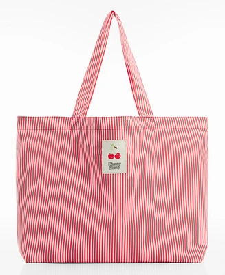 Mango Women's Striped Shopper Bag