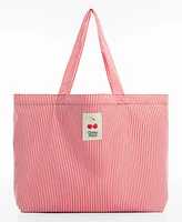 Mango Women's Striped Shopper Bag