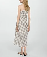 Mango Women's Checkered Asymmetrical Dress