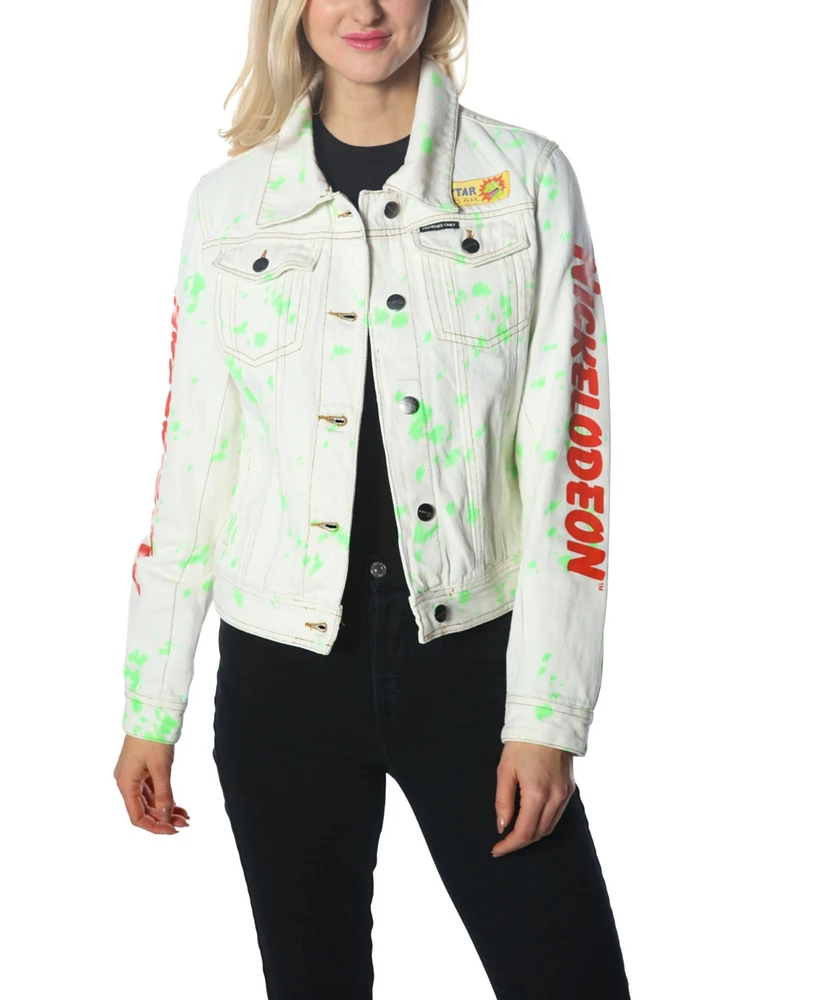 Members Only Women's White Denim Nickelodeon Trucker With Pai Jacket