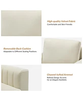 Velvet Tufted Arm Chair With Cushion back