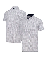 FootJoy Men's White The Players Golf Course Doodle Stretch Pique Polo