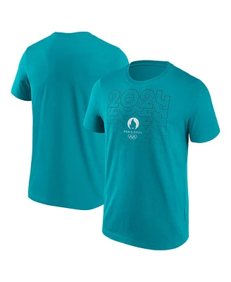 Fanatics Branded Men's Aqua Paris 2024 Repeat Outline T-Shirt