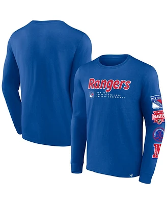 Fanatics Branded Men's Blue New York Rangers Strike the Goal Long Sleeve T-Shirt
