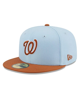 New Era Men's Light Blue/Brown Washington Nationals Spring Color Basic Two-Tone 59fifty Fitted Hat