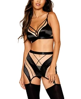 Dreamgirl Illusion Bralette, Garter Skirt, G-String