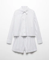 Mango Women's Two-Piece Striped Cotton Pajamas