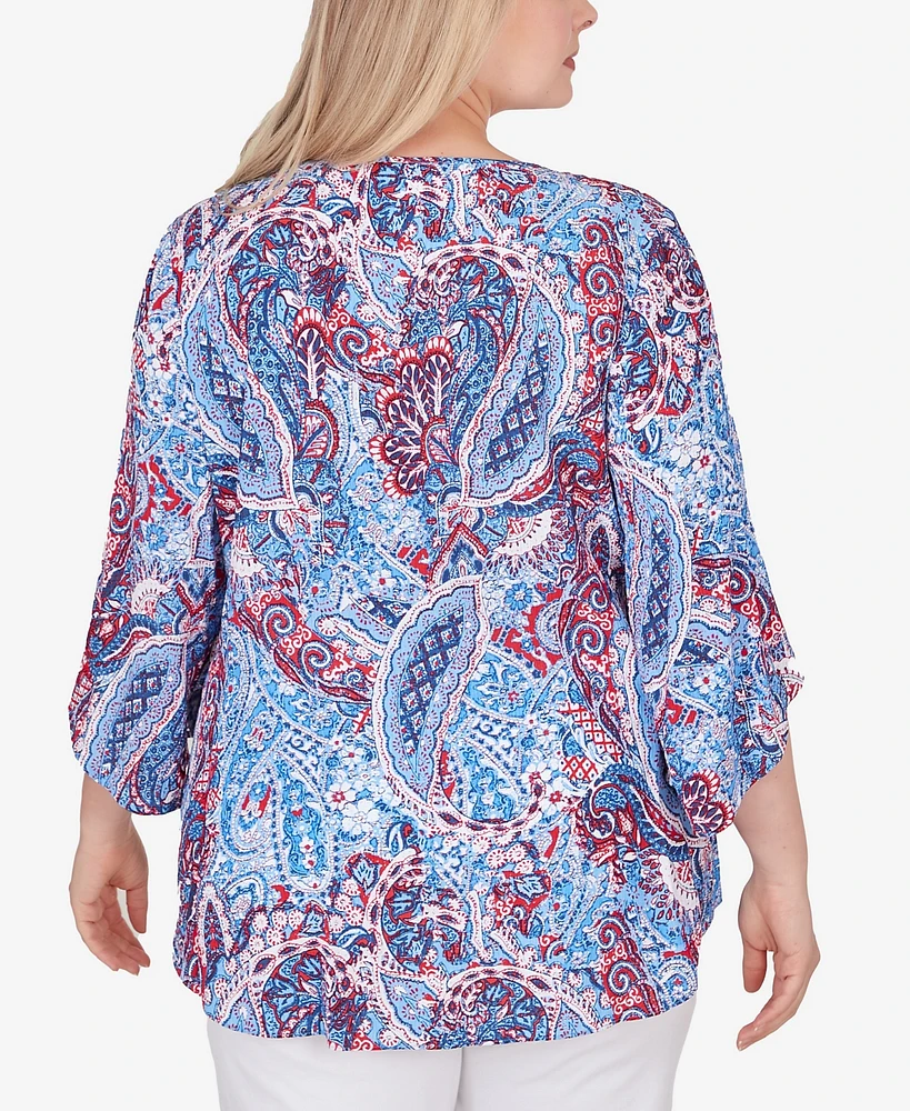 Ruby Rd. Plus Size Woven Paisley Gauze Top