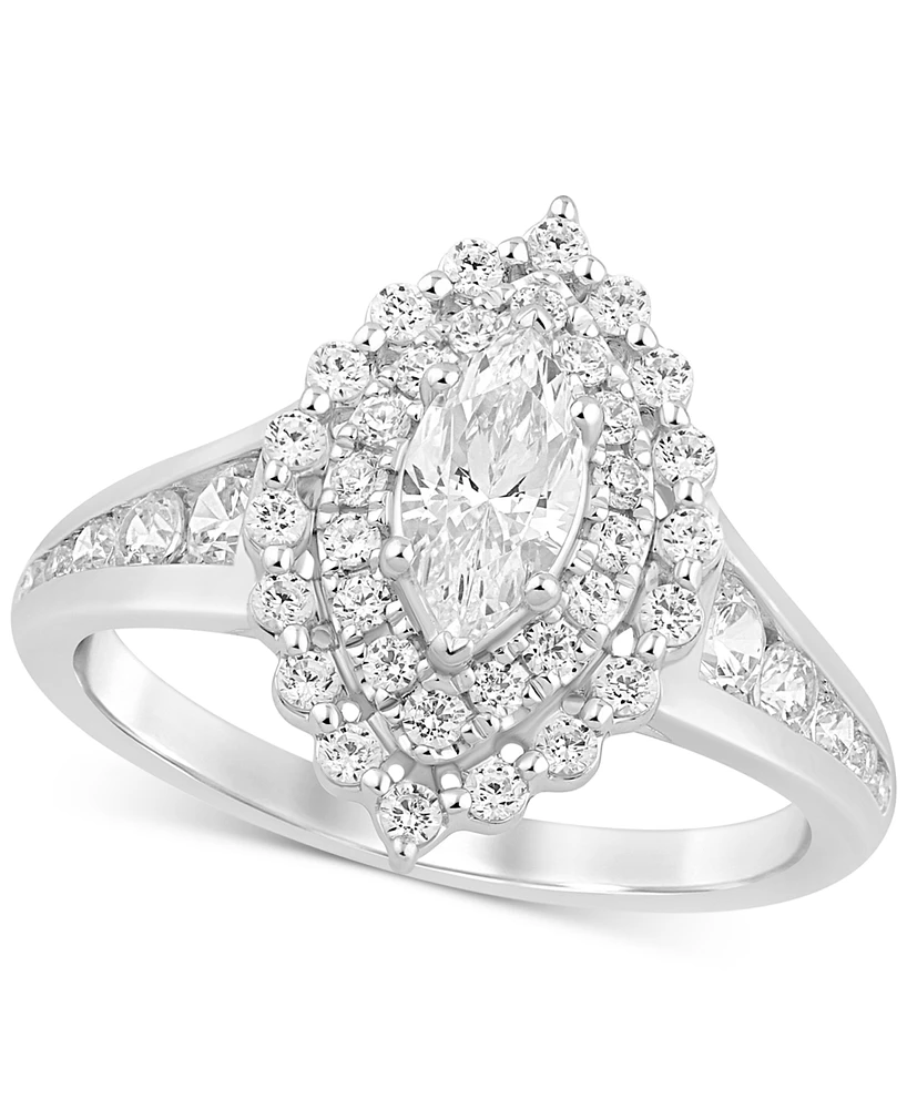 Diamond Marquise Halo Engagement Ring (1-1/3 ct. t.w.) 14k White Gold