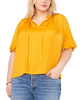 Vince Camuto Plus Pleated Puff-Sleeve Blouse