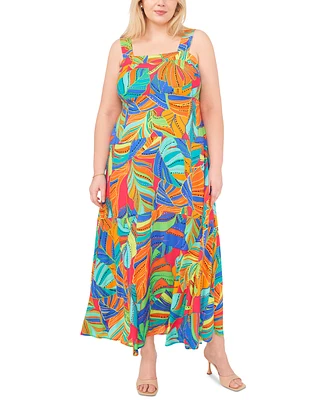 Vince Camuto Plus Size Printed Square-Neck Sleeveless Maxi Dress