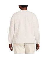 Lands' End Plus Over d Quilted Cable Sweatshirt