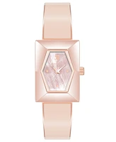 Anne Klein Women's Quartz Rose Gold-Tone Alloy with Blush Enamel Bangle Watch, 20.5mm - Two