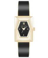 Anne Klein Women's Quartz Gold-Tone Alloy with Black Enamel Bangle Watch, 20.5mm - Two