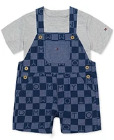 Tommy Hilfiger Baby Boys Short-Sleeve Heather T-Shirt & Printed Shortall, 2 Piece Set