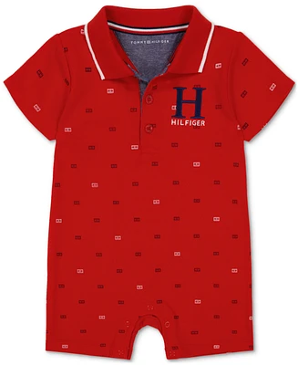 Tommy Hilfiger Baby Boys Printed Pique Knit Polo Romper