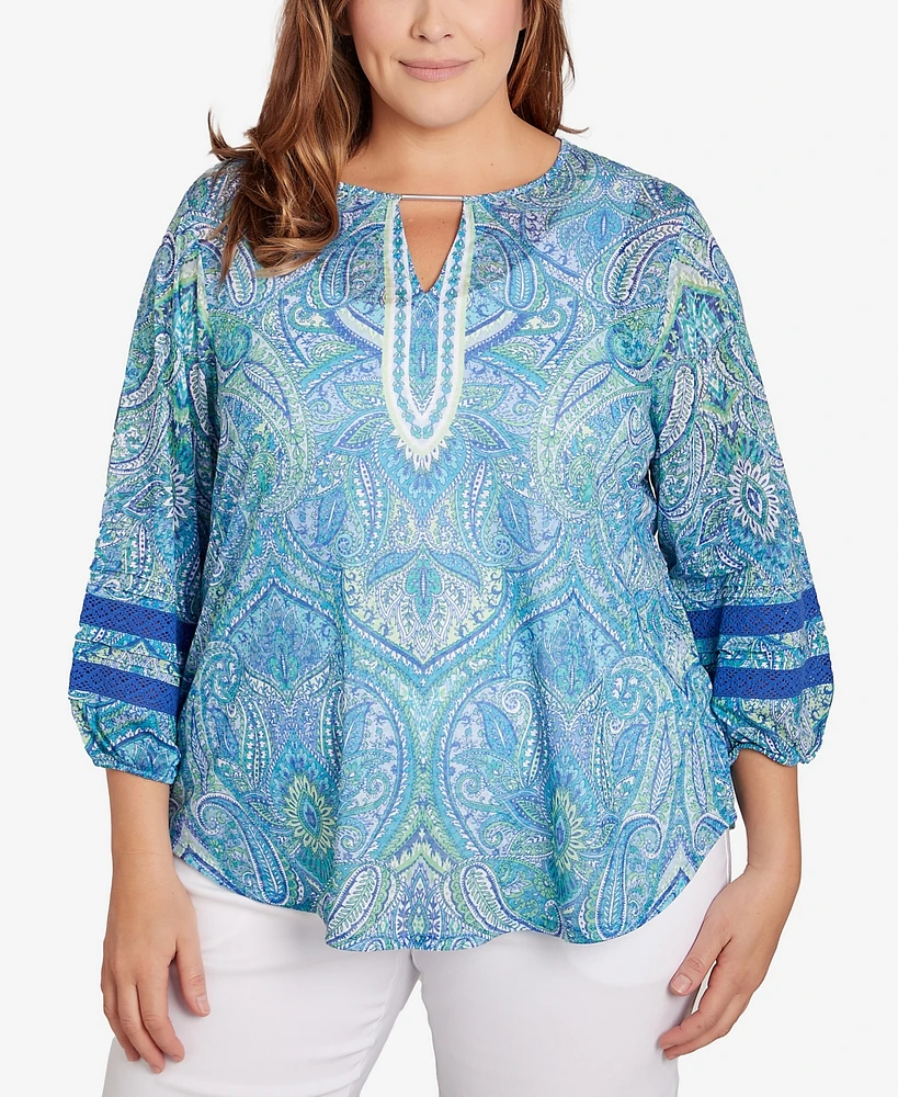 Ruby Rd. Plus Size Paisley Burnout Lace Top