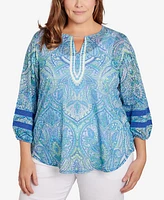 Ruby Rd. Plus Paisley Burnout Lace Top