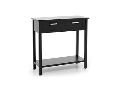 Slickblue Narrow Console Table with Drawers and Open Storage Shelf