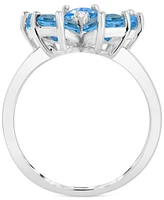 Swiss Blue Topaz (4 ct. t.w.) & Diamond Accent Flower Ring in Sterling Silver